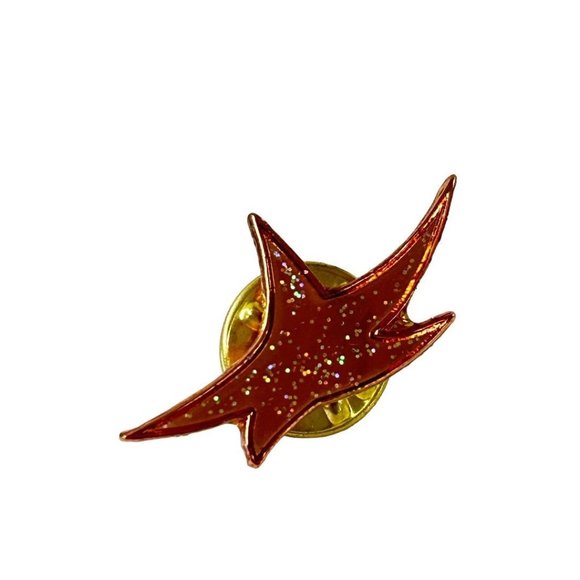 Goldtone Enameled Copper Color Sparkle Lapel Pin Star Starfish 1" - Picture 2 of 5